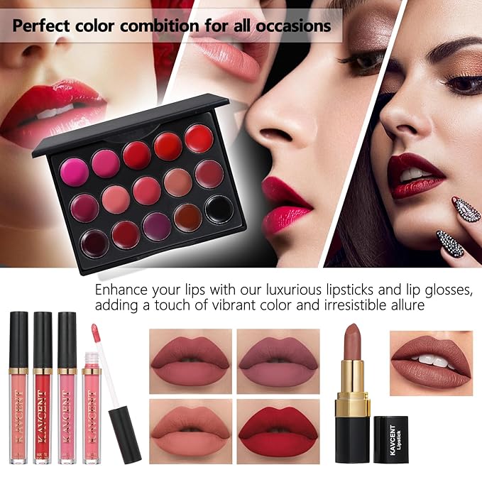 Makeup Kits Makeup Kit for Women Full Kit Makeup Set for Women Foundation Face Primer Eyeshadow Concealer Lipstick Makeup Bag Makeup Sets for Teens-VeraVaultWomen