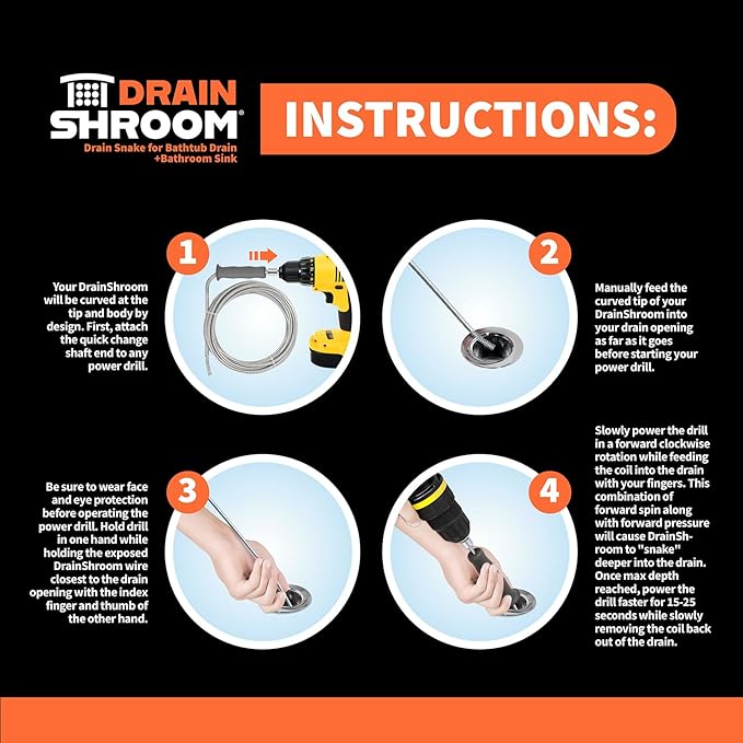 DSSNK070 Revolutionary Tub and Sink Snake Auger Clog Remover for Bathroom Drains, 42 Inch, Stainless