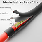 10 FT Diameter 1 Inch 3:1 Heat Shrink Tubing Dual Wall Adhesive Lined Marine Grade Electrical Cable Industrial Heat-Shrink Insulation Wrap Tube Black