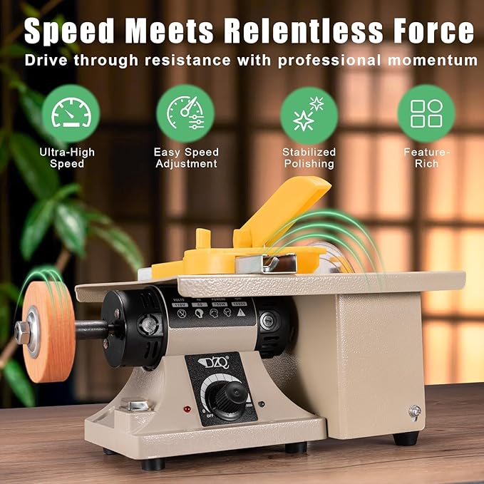 DZQ 69Pcs Accs Mini Table Saw Jewelry Making Polisher w/Flex Shaft Multifunctional Bench Grinder Sander Buffing Machine Woodworking Tool 10,000Rpm 750W