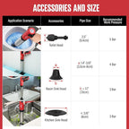 POPULO Electric Toilet Plunger Swift High Pressure Drain Unclogger Plungers for Bathroom, Floors, Shower Heavy Duty Versatile Home Toilet Clog Remover