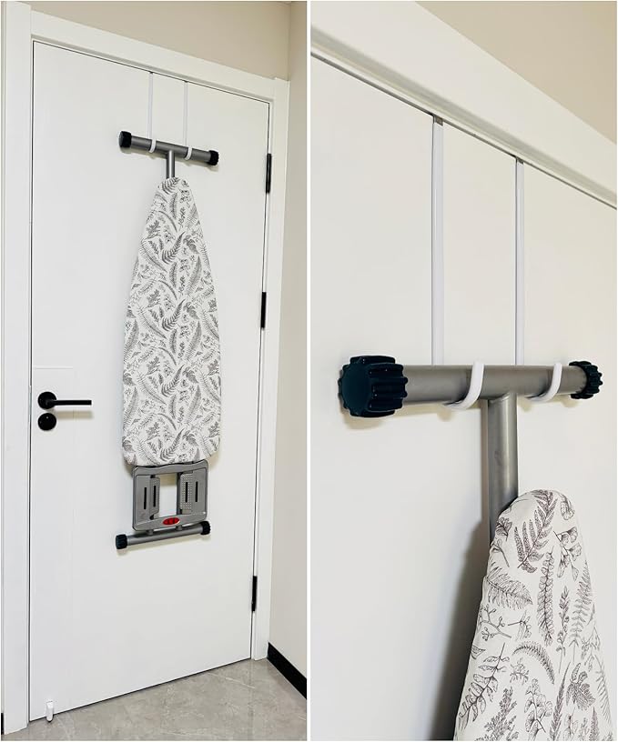 Over The Door Metal Hooks with Plastic Coating 10" Fit 0.5" to 1 3/8" Door 4 Pcs Heavy Duty Single Towel Robe Rack Wreath Bathroom Shower Hanger Shoe Organizer Ironing Board Long White