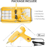 ROMECH Full Size Hot Glue Gun with 60/100W Dual Power and 21 Hot Glue Sticks (7/16"), Fast Preheating Heavy Duty Industrial Gluegun with Storage Case for Crafting, DIY and Repairs (Yellow)