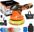 Saker Cordless Buffer Polisher, 6 Inch Fast Charging Portable Car Polishing Kit with 2PCS 12V 2000mAh Batteries, Polisher for Car Detailing Polishing Waxing