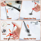 Drain Snake Kit for Hair Removal and Clog Cleaning, Snake Drain Hair Removal Tool for Shower, Sink and Tub Drains (6 Pcs)