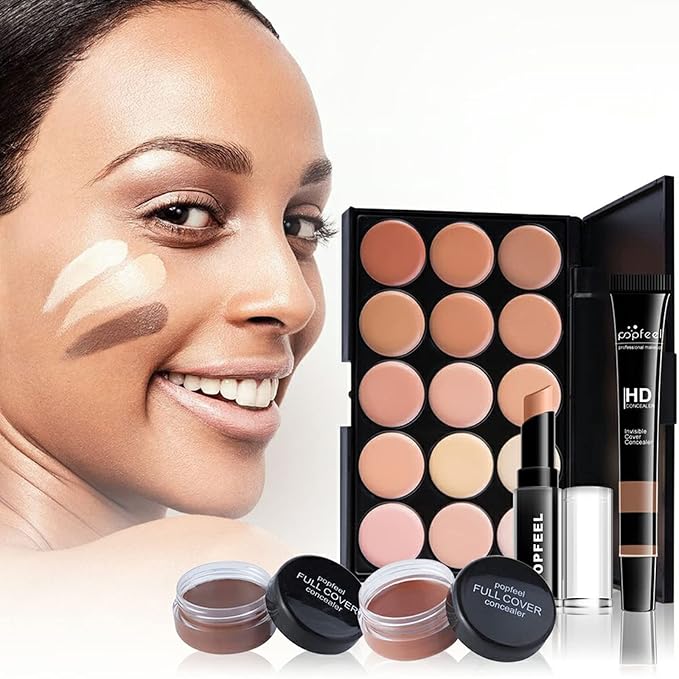 Makeup Kit For Women Full Kit, Naked Shimmer Eyeshadow Palette, Waterproof Black Eyeliner & Mascara, Makeup Tools Set, Lipstick, Premium Synthetic Foundation Powder for Medium to Dark Skin-VeraVaultWomen