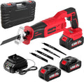 Reciprocating Saw Cordless, 0-3500 SPM Power Reciprocating Saw, Tool-Free Blade Change, Brushless Recipro Saws with 2 * 4.0Ah Battery & 4 Blades, Cordless Saw for Wood/Metal/Plastic Cutting