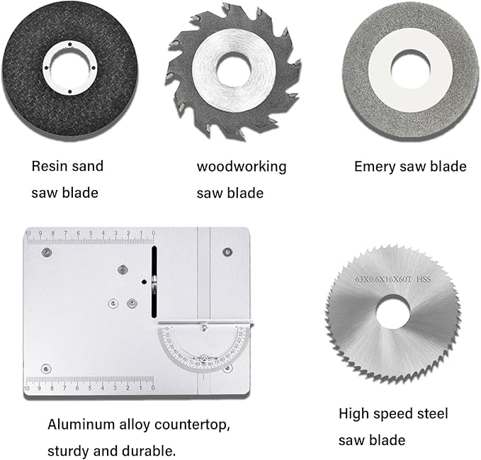 Precision Mini Electric Table Saw, DIY Hobby Handmade Woodworking Bench Cutting Machine Adjustable Cut Depth Small Desktop Saw for Miniature Wood Craft (Regular style)