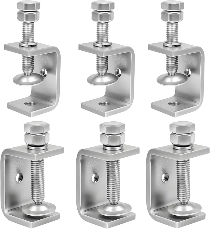 1-3/4 Inch C Clamps, 2 Pack 304 Stainless Steel C Clamps for Woodworking and Welding, Stable Wide Jaw Opening Tiger Clamp for Construction Household Mount(45mm)