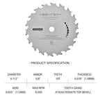 KEENTECH 6-1/2 Inch Woodworking Circular Saw Blade 18T, Non-Stick Coating, Tungsten Carbide Tipped, ATAF Grind, 5/8 Inch Arbor Hole