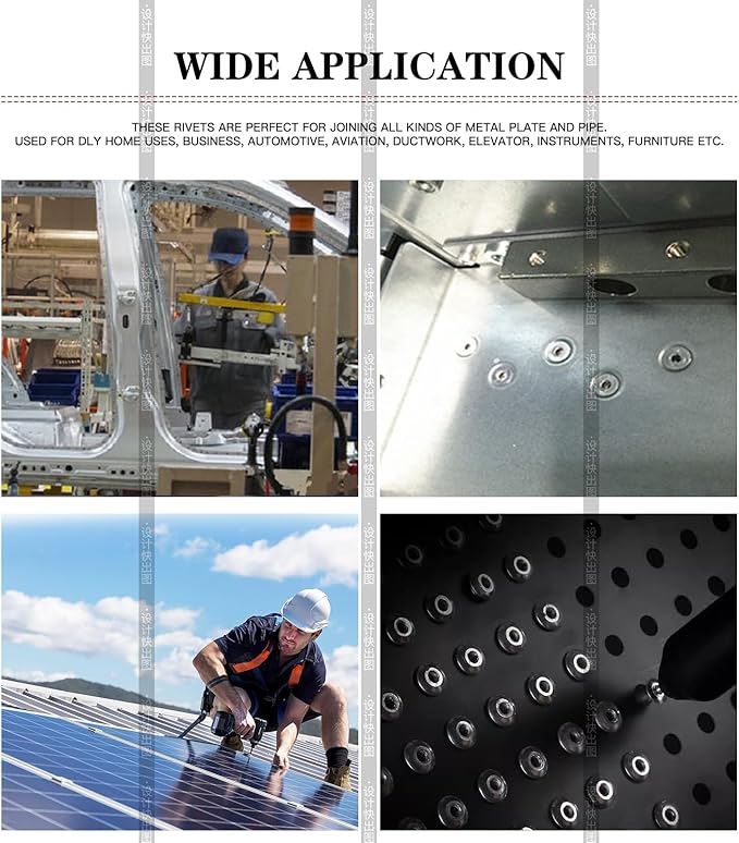 180Pcs Black 1/8" Pop Rivets Assortment Kit,5 Sizes Aluminum Rivets,Aluminum blind pro Rivets for DIY/Metal/Furniture/Instruments