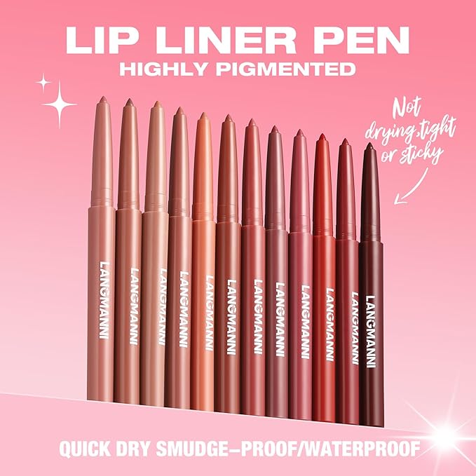 Jolilab Matte Lip Liner Set, Lip Makeup Set Natural Smooth Long-Lasting And Hydrating Beauty Daily Cosmetics Gift for Girls Easy-to-Use(12pcs