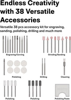 HOTO SNAPBLOQ™ R-A04 Mini Cordless Rotary Tool Kit 4V, Nex-gen Brushless Motor, 22000 RPM Variable Speed, 38 Accessories, Ideal for 3D Printer Sanding, Polishing, Drilling, Carving, DIY Crafts