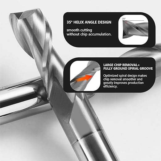 5/16" Micrograin Carbide Square End Mill Set 2 Flute HRC 55 AlTiN Coating End Milling Bits for Milling Alloy Steels, Hardened Steel, CNC Router Bits