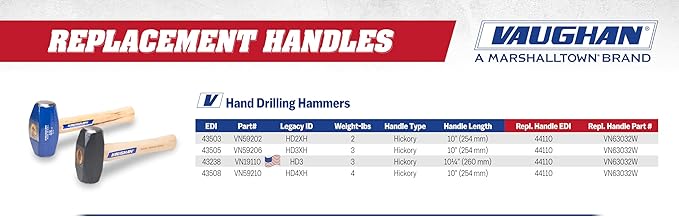 VAUGHAN Hand Drilling Hammer, Made In The USA, Ideal For Chisels, 48 oz, HD3, VN19110