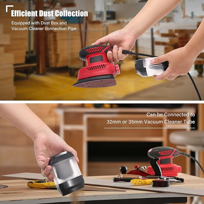 Hand Sanders for Wood, 14,000 RPM Compact Electric Sander Tool with 20 Pcs Sandpapers and Upraged Dust Box, Electric Sanders for Wood, Detail Sander for Sanding, Polishing, Removing Paint in Home