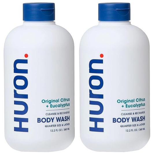 Huron Men's Moisturizing Body Wash - Crisp Citrus, Eucalyptus, Mint & Aromatic Greens Scent, 12.2 fl oz (2 Pack)-VeraVaultWomen
