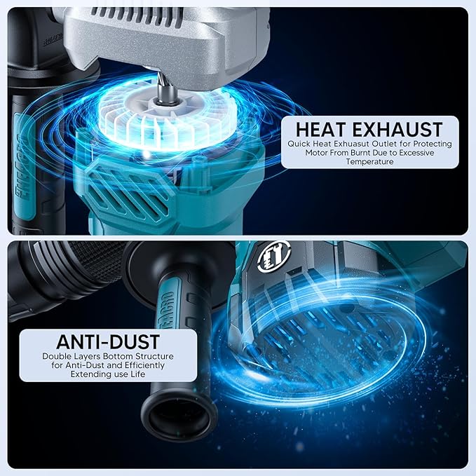 ENEACRO SDS-Max Demolition Jack Hammer for Concrete, Lightweight 11 Amp Electric Demo Chipping Hammer，Aluminum Alloy Shell, Vibration Control, Includes Grease, Tool Bag and Chisels