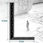 Professional 8x12 Inch Carpenter Square - Heavy-Duty Carbon Steel Framing Tool with Dual-Scale (Imperial/Metric), Rust-Resistant Right Angle Ruler for Carpentry, Roofing & Layouts