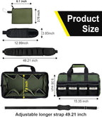 15 Inch Heavy Duty Tool Bag-48 Pockets,1680D Tear&Abrasion Resistant,Includes Tool Pouch,Tool Belt,Magnetic Wristband&Adjustable Shoulder Strap | Tool Organizer(Green)