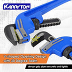 14 Inch End Pipe Wrench, Jaw Opening 2.75"/70mm Adjustable Cast Iron offset Handle Plumbing Wrench, Perfect Plumbers Tool for Oil Field, Plumbing, Auto Repair, Construction and Mechanics