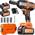 Cordless Impact Wrench, 900Ft-lbs (1200N.m) 1/2" Brushless Impact Gun, 21V High Torque Power Impact Driver, 2x4.0Ah Batteries Electric Impact Motor Variable Speeds for Family Car/Pickup Truck/Mower