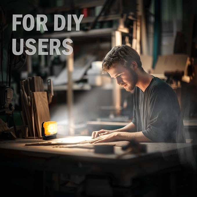 Magnetic Work Light, 1200LM COB LED Rechargeable Work Light with 15 Lighting Modes, 360°Rotatable Flood Lights for Car Repairing, Job Site Lighting Emergency Outdoor Camping Hiking