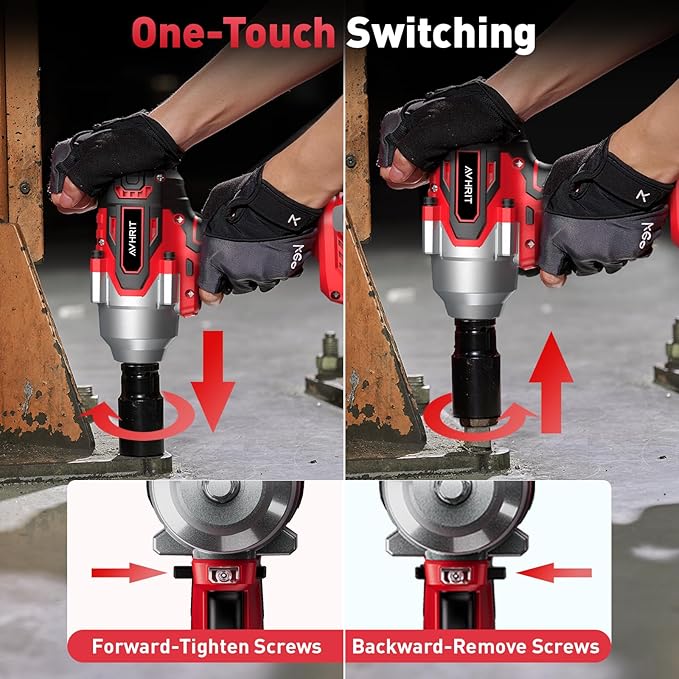 Avrhit Cordless Impact Wrench 1/2 Inch, 1300Nm / 960ft-lbs High Torque Impact Gun with 2x 4.0Ah Batteries, 5 Sockets Electric Impact Driver for Car/Truck RV/Mower