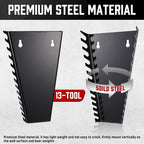 ALOANES 26-Slot Metal Wrench Organizer, Heavy Duty Hanging Wrench Organizer Tray for Tool Box&Wall, Fit SAE & Metric Wrench Storage, 2 Pack Wrench Holders (Red&Black)