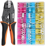 Crimping Tool For Heat Shrink Connectors, 310PCS Waterproof Automotive Marine Grade Heat Shrink Wire Connectors, AWG 22-10 Tinned Red Copper, 27 Sizes (Ring, Fork, Spade, Bullet, Splice)