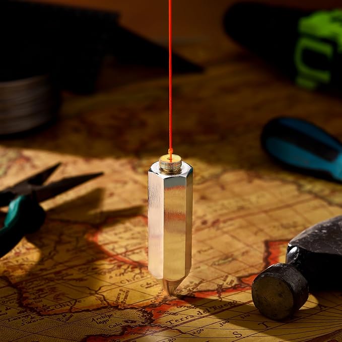 1 Pcs Hexagon Steel Plumb Bob 790-8, 8 Ounce Brass Plumb Alloy Steel Building Measuring Hammer Wire Hammer Pendant Metal Building Accessories Crafting Wire Kit