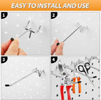 Pegboard Hook 50 Pcs, Sturdy L Shape Galvanized Metal Fit for 1/4 and 1/8 Pegboard, Organizer Kit for Garage Tool Storage