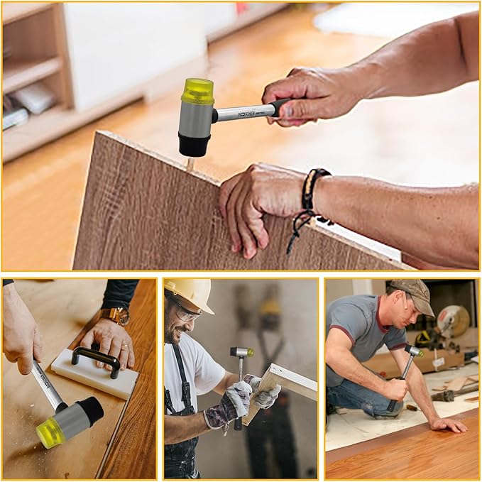 BOOSDEN Double-Faced Soft Hammer Mallet, Rubber Hammer, Soft Hammer for Home Decoration Installation Hand Tool, 25mm