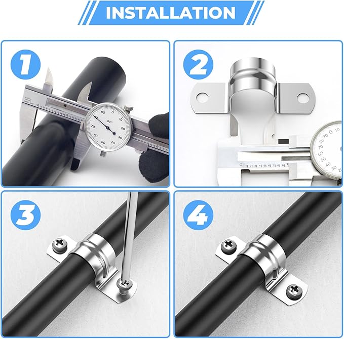 24Pcs 2 3/8 Inch (60mm) 304 Stainless Steel Conduit Clamps, U-Tube Strap Pipe Clamp 2 Hole Strap U Bracket Rigid Pipe Metal Conduit Strap Tension Clips U-tube Clamp