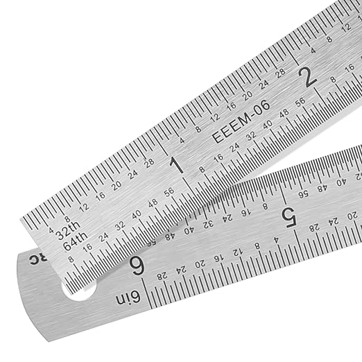 Pacific Arc Stainless Steel Ruler Inch and Metric, with 32nd and 64th Graduations, 6 Inches