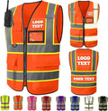 Custom Safety Vest Logo High Visibility Work Vests for Men Customize Hi Vis Reflective Construction Workwear