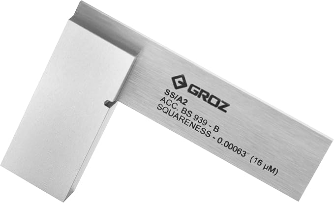 Groz 01000 2" Precision Steel Square, 16 Microns Squareness
