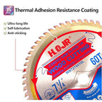 2-Pack 7-1/4" 60-Tooth 5/8" Arbor Woodworking Circular Saw Blade,Ultra Finish/General Purpose,Special Anti-Thermal Adhesion Coating on Cutting Edge-TA,High Finish, Long Life, 7-1/4" 60T 5/8"