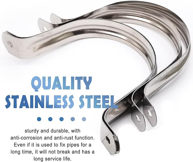 Nge 4inch Rigid Pipe Strap Clamp-Two Hole Strap-U Bracket Tube Clip-Stainless Steel Heavy Duty Pipe Fasten Holder-Secures Conduit，4Pcs（115mm)