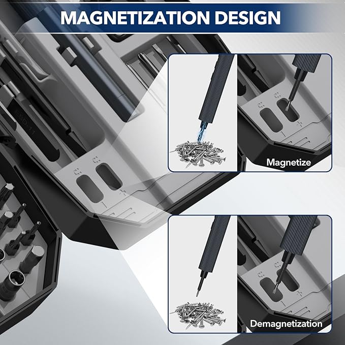 Mini Electric Screwdriver 155 in 1 Small Precision Screwdrivers Set Max 5 N.m Cordless Screwdriver with 3 Torque Settings 140 S2 Magnetic Bits, Repair Tool Set for Phone Computer Watch Drones