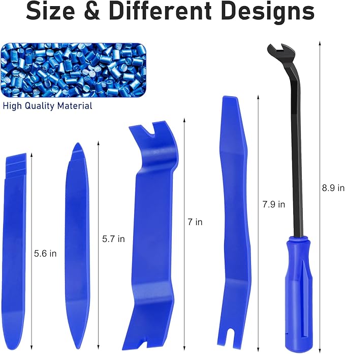 GLK Auto Trim Removal Tool Set, 5pcs Plastic Pry Tool Kit, Auto Trim Tool, Prying Tool, Car Door Panel Clip Revmoal Tool, Fasteners Remover