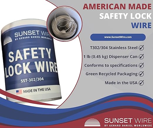 Safety Lock Wire - T302/304 Stainless Steel Safety Wire for Aviation, Automotive, Industrial Use - 1lb Dispenser Can - Made in USA (0.040 in)