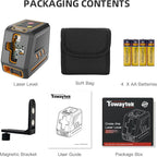 Self-Leveling Cross Line Laser Level 100ft/30 meters Range,10-level Brightness adjustable,green beam Carrying Pouch Included,Level for Picture Hanging, DIY, Construction and Indoor Projects