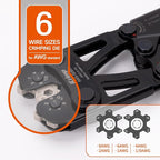 iCrimp Battery Cable Lug Crimping Tool for 8, 6, 4, 2, 1, 1/0 AWG Copper Cable Lugs, with Wire Cutter and Stripper, Battery Terminal Crimper