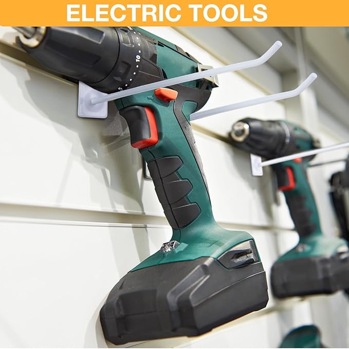 Moxweyeni 100 Pack Slatwall Hooks Slatwall Accessories Slat Wall Hanging Pegboard Hangers Slat Board Display Hooks for Retail Garage Organization Gridwall, White(7.8 Inch)