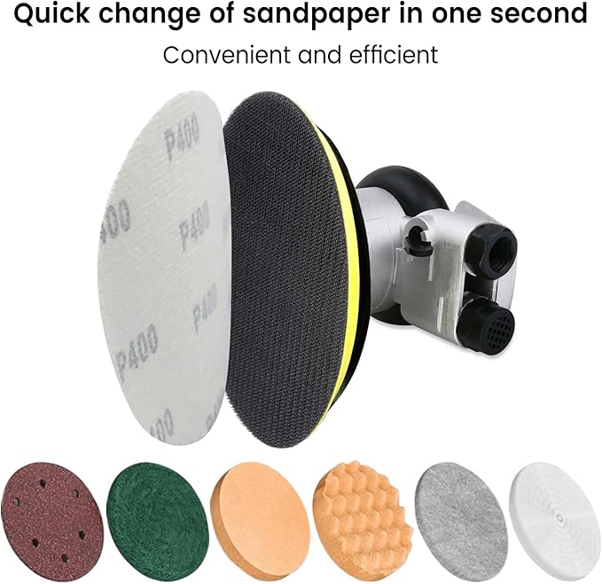 6 inch Pneumatic Orbital Sander, Action Air Sander with Hook and Loop Sanding Pad for Woodworking, Autobody Work(Silver)