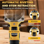 Cordless Rivet Gun for De-Walt 20V Battery, Electric Rivet Tool with LED Light, 3 Size for 1/8", 5/32", 3/16" Rivets–Brushless Blind Pop Rivet Gun Tool for Aluminum & Steel Rivets (Tool Only)