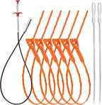 63 Inch Long Stainless Steel Drain Clog Remover (1pcs), 25 inch Drain Snake Hair Remover (6pcs) ＆23.6 inch Cleaning Brush (2pcs) Tool Set for Toilet, Kitchen Sink, Bathroom Tub, Sewer, 9, Pieces Set