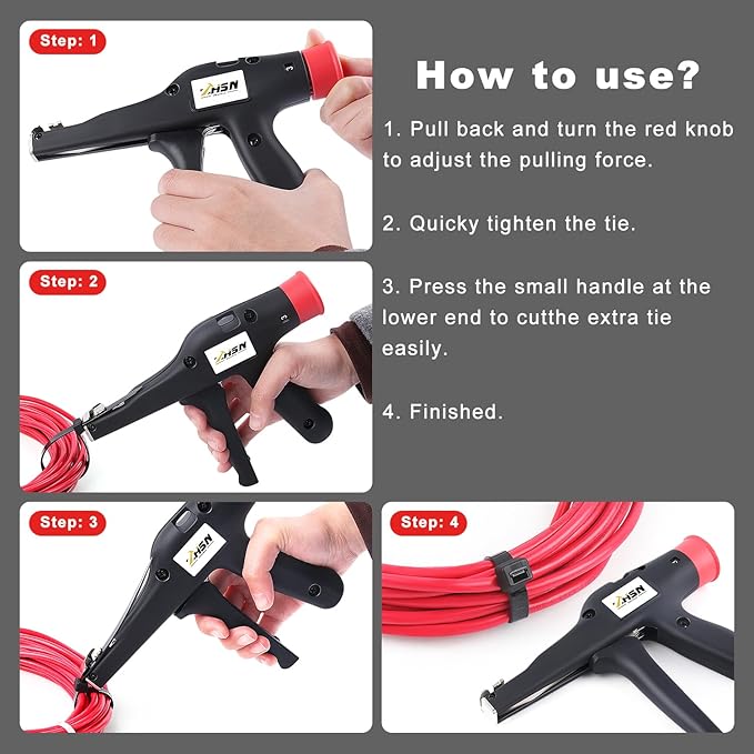 Zhushan Cable Tie Gun,Automatic Tightening and Cutting Tool Gun Cable Tie Pliers Fast Binding Wire Binding Gun