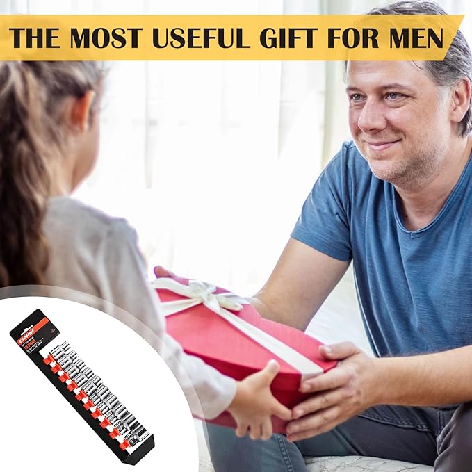 Egofine 10PCS 1/2” Drive Standard Socket Set,Shallow Socket Set,Metric Socket Set（10mm-21mm,6 Point Socket Set With Hanging Bracket,Cr-V Steel